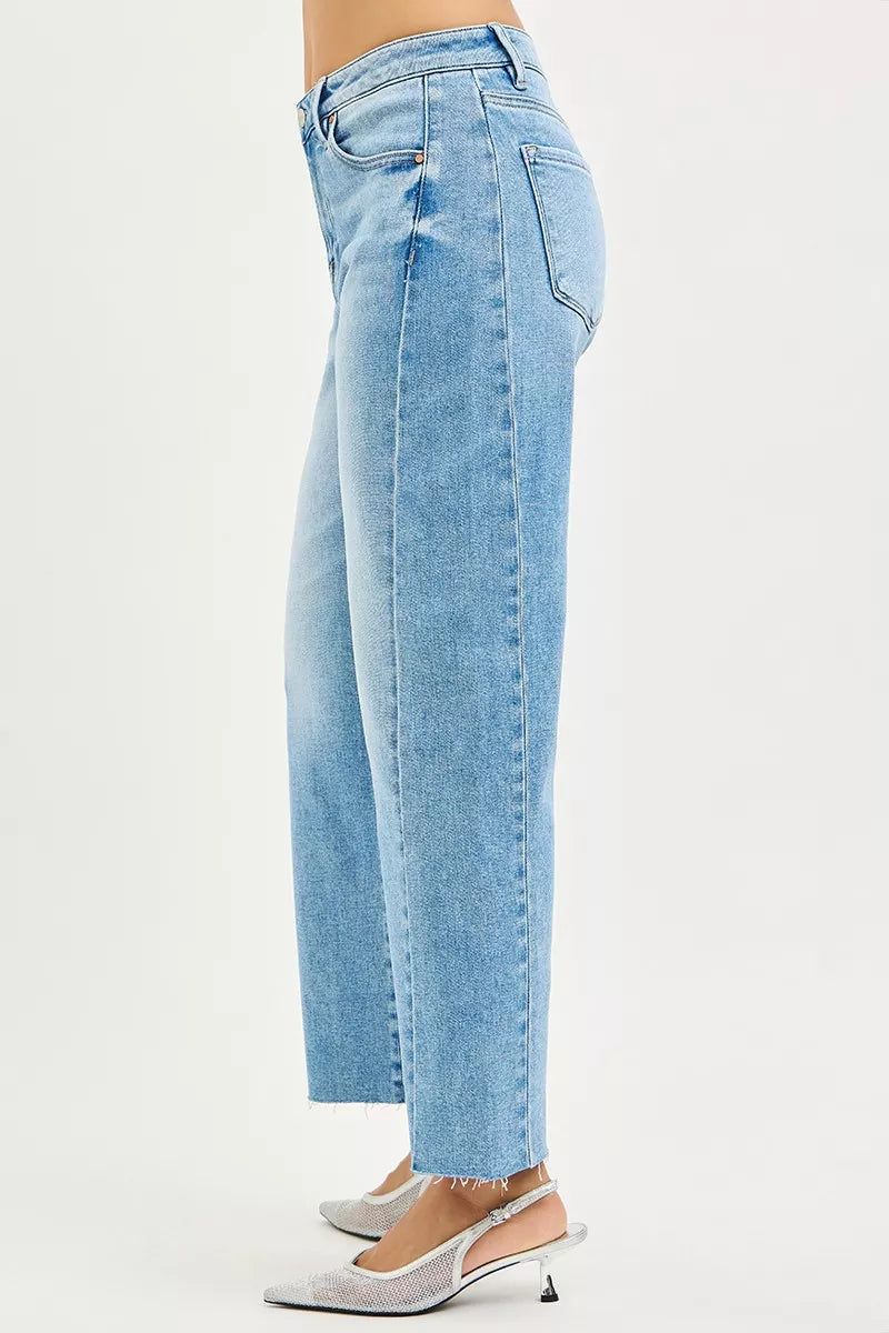 RISEN Plus Size Slouchy Cropped Barrel Jeans