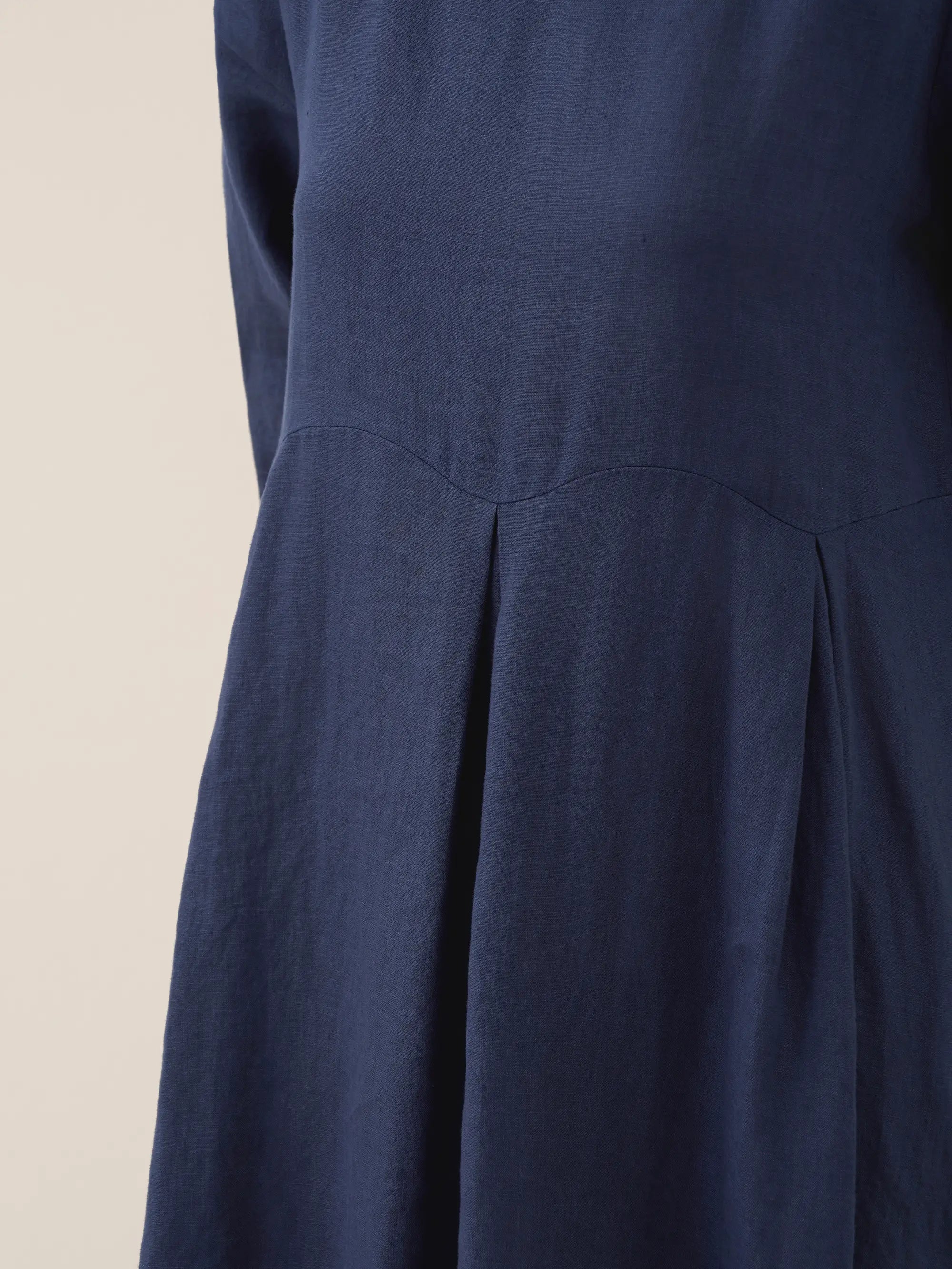 ABIGAIL Linen Bateau Neck Pleated Midi Dress