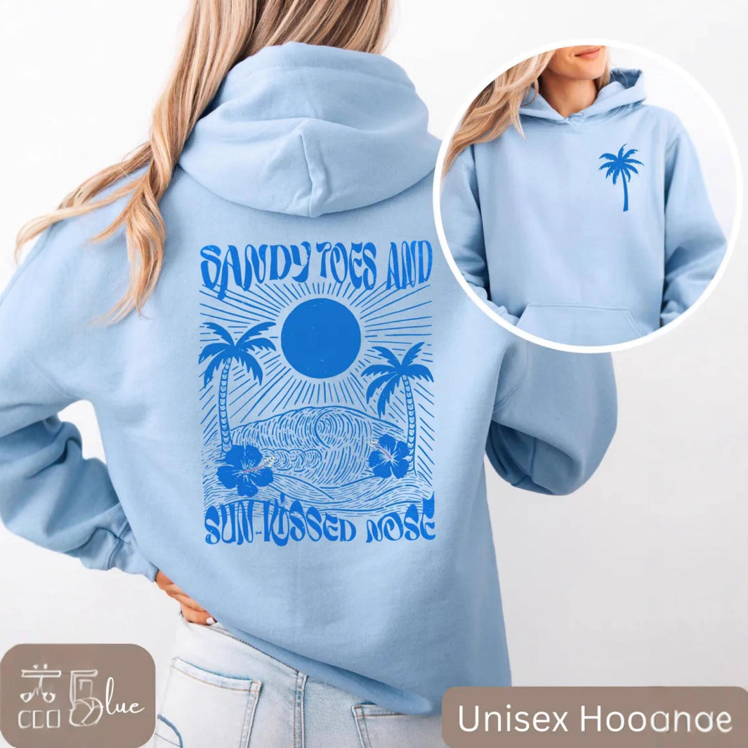 Girls Palm Print Beach Hoodie Dress – Purple Bauhinia