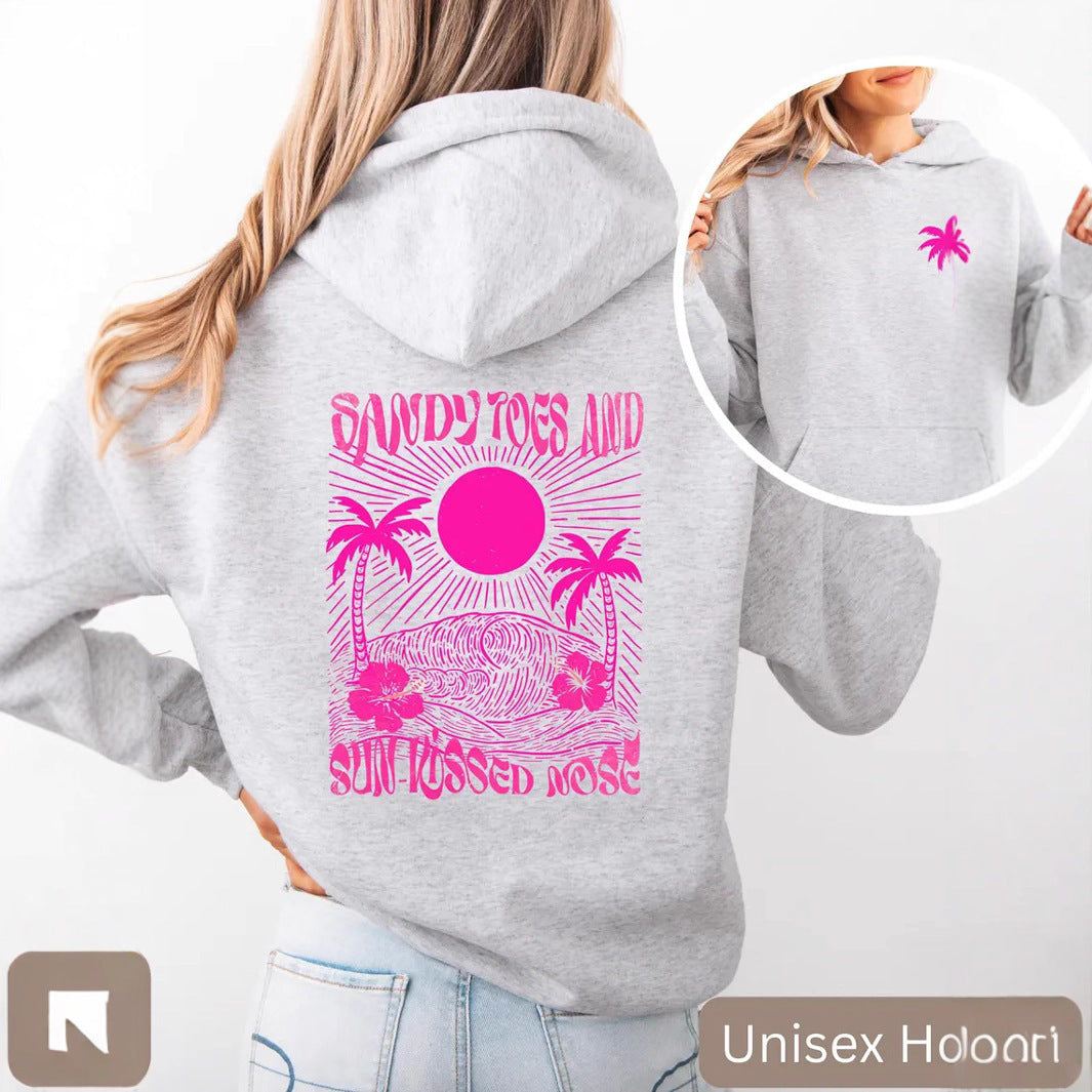 Girls Palm Print Beach Hoodie Dress – Purple Bauhinia