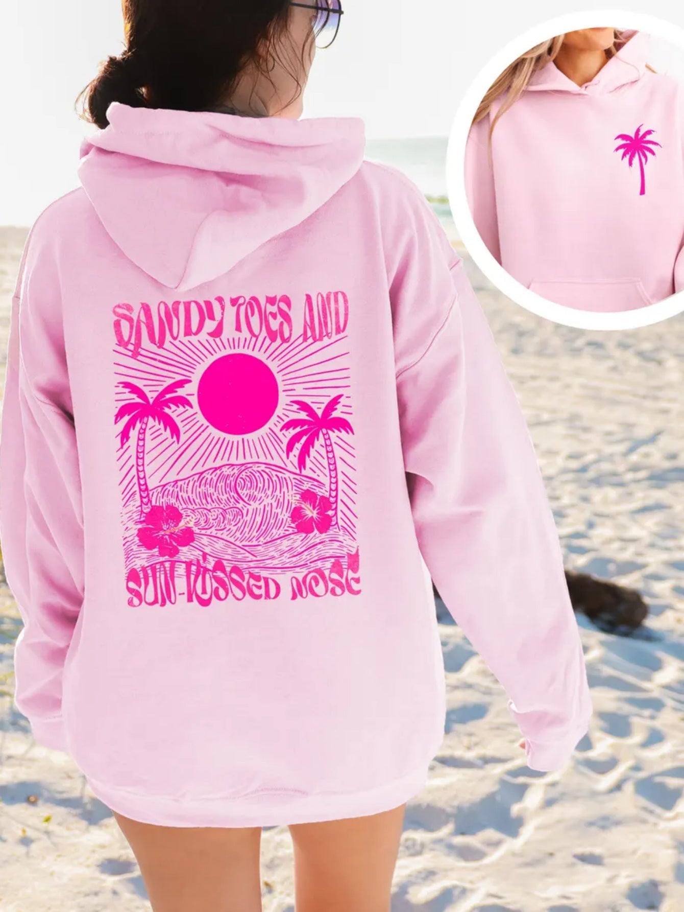 Girls Palm Print Beach Hoodie Dress – Purple Bauhinia