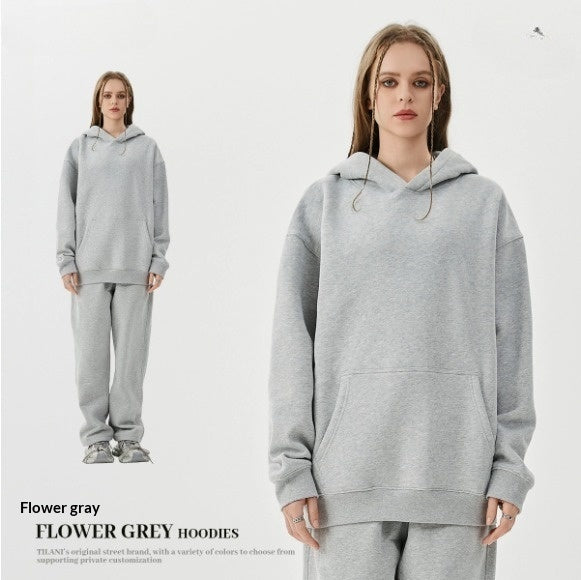 American-Style Fleece Thick Hoodie & Sweatpants Set