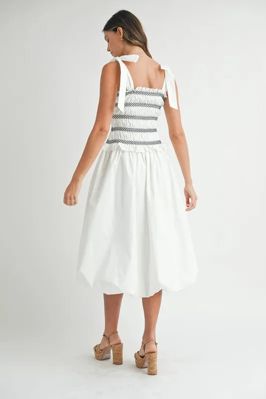 Women’s Smocked Bodice Bubble Midi Dress