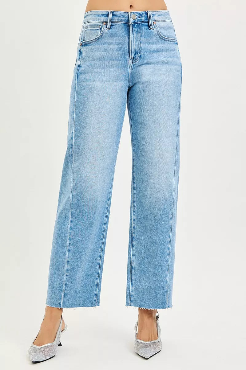 RISEN Plus Size Slouchy Cropped Barrel Jeans