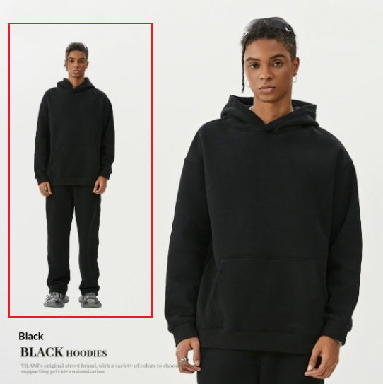 American-Style Fleece Thick Hoodie & Sweatpants Set