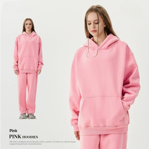 American-Style Fleece Thick Hoodie & Sweatpants Set