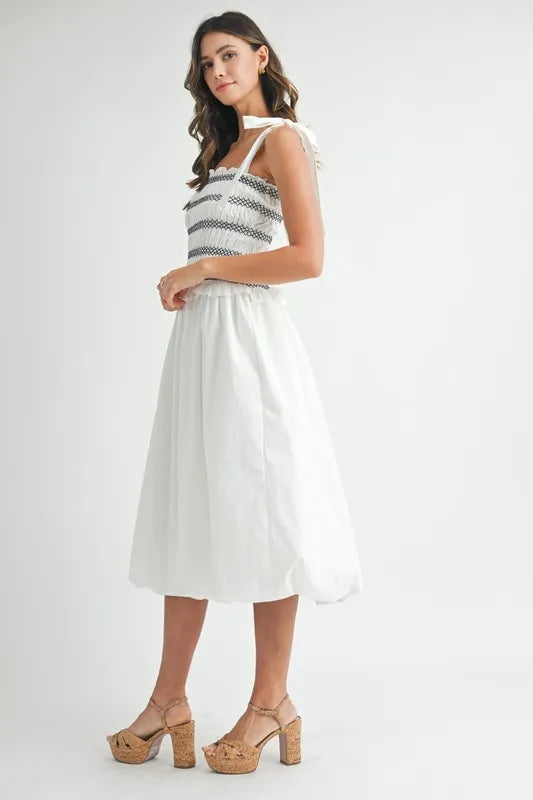 Women’s Smocked Bodice Bubble Midi Dress