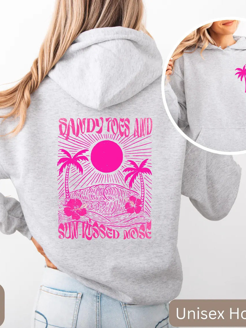Girls Palm Print Beach Hoodie Dress – Purple Bauhinia