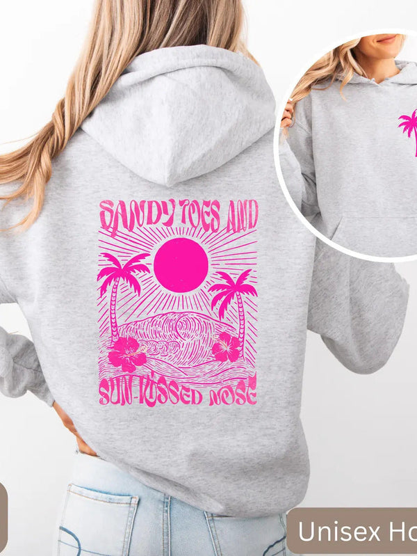 Girls Palm Print Beach Hoodie Dress – Purple Bauhinia