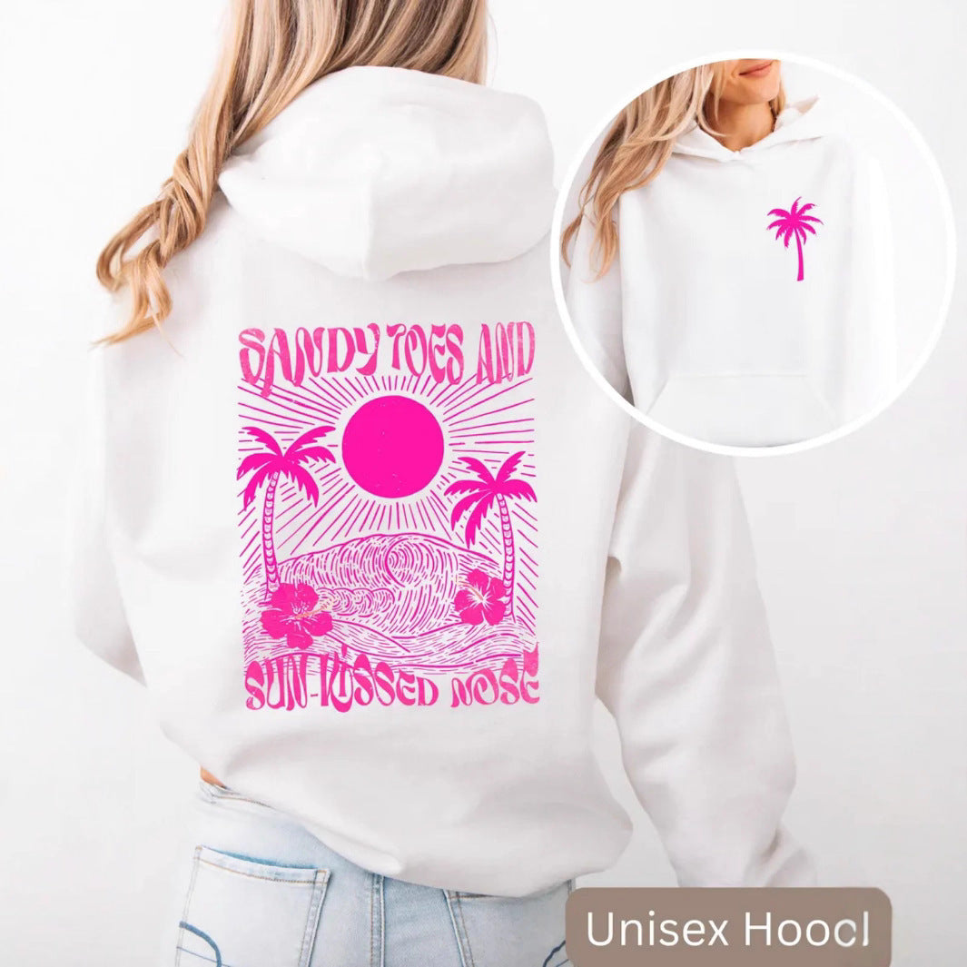 Girls Palm Print Beach Hoodie Dress – Purple Bauhinia