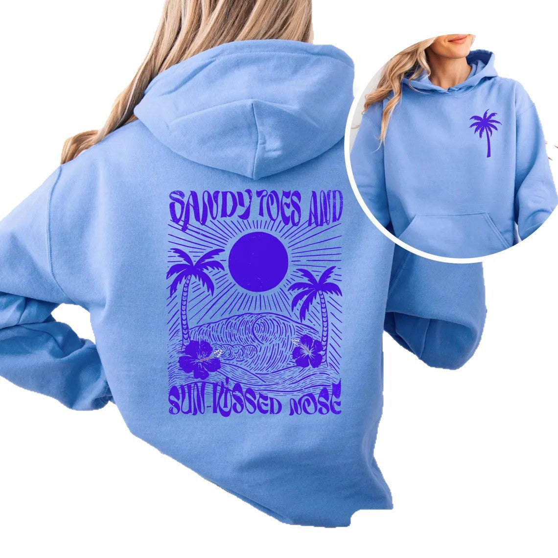 Girls Palm Print Beach Hoodie Dress – Purple Bauhinia