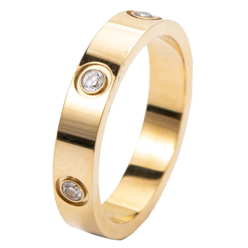 Stainless Steel Rose Gold Color Love Ring: