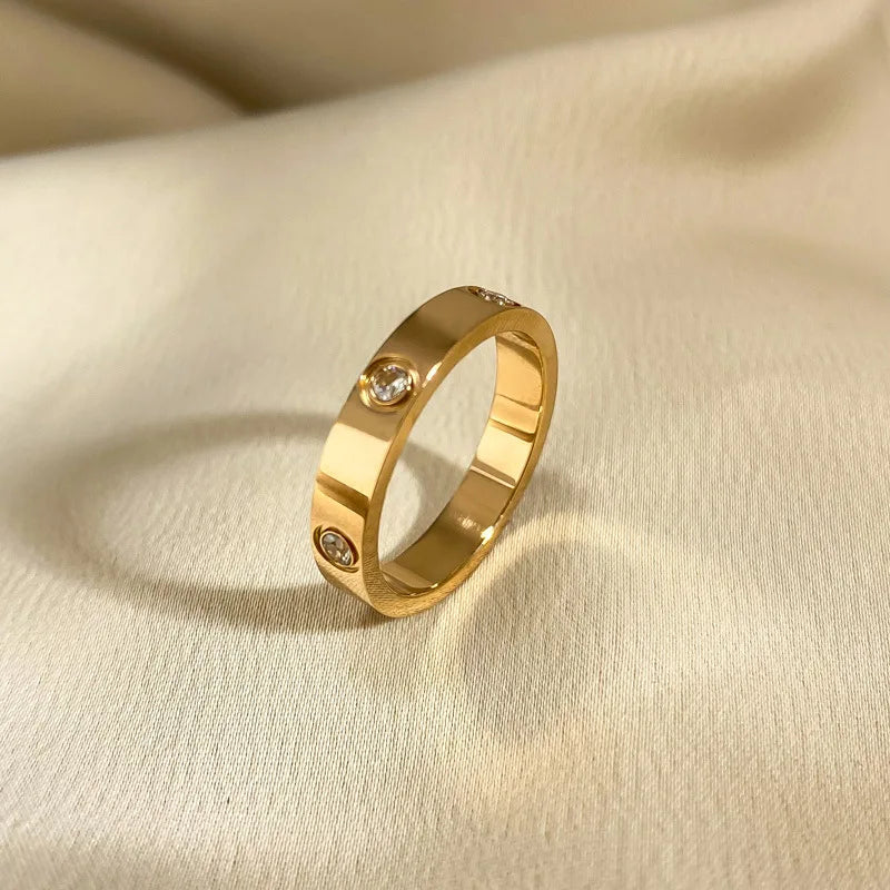 Stainless Steel Rose Gold Color Love Ring: