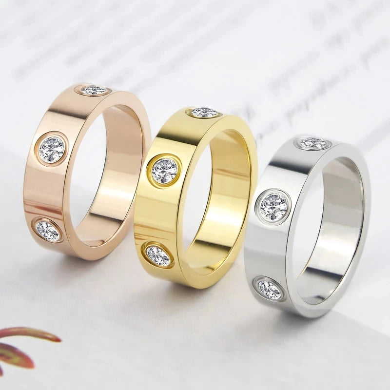 Stainless Steel Rose Gold Color Love Ring: