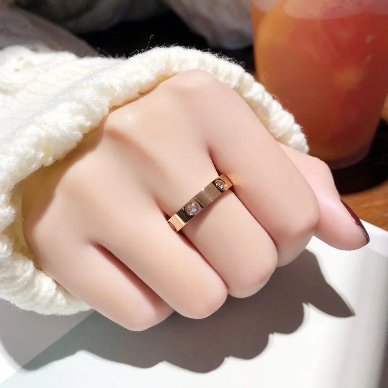 Stainless Steel Rose Gold Color Love Ring:
