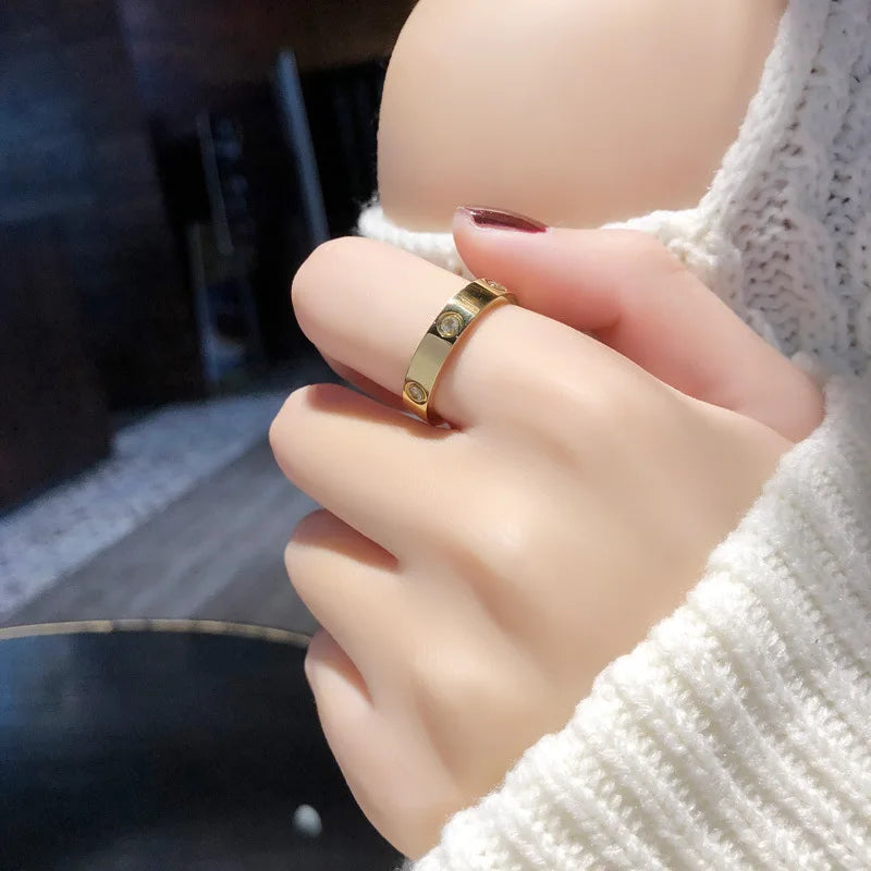 Stainless Steel Rose Gold Color Love Ring: