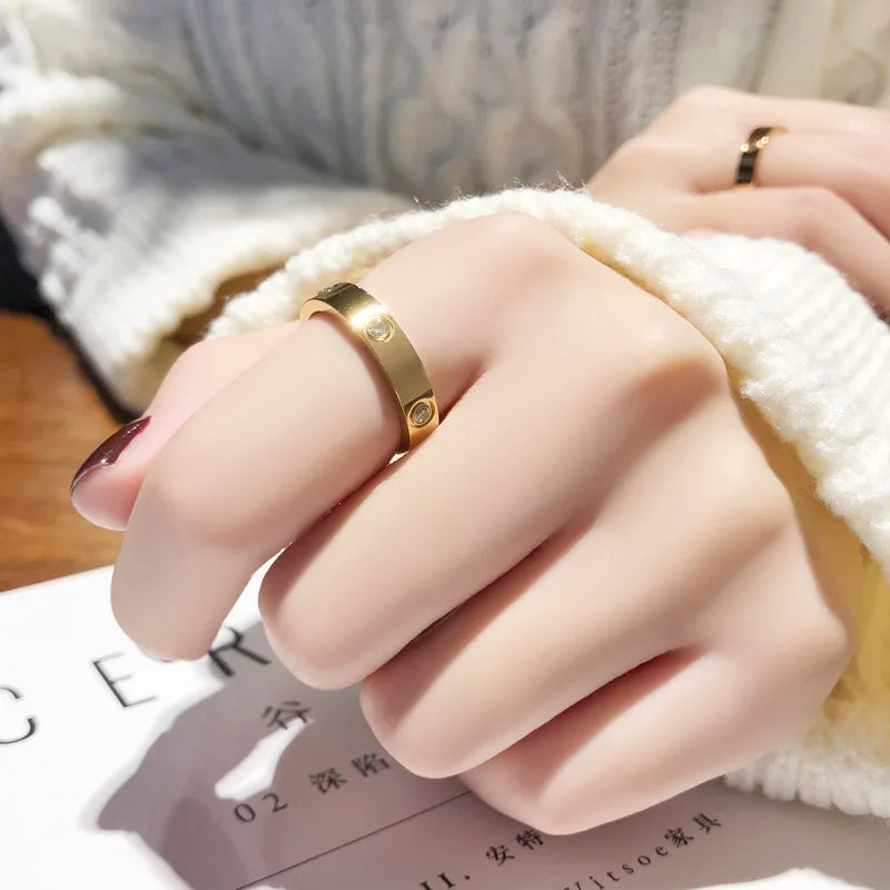 Stainless Steel Rose Gold Color Love Ring:
