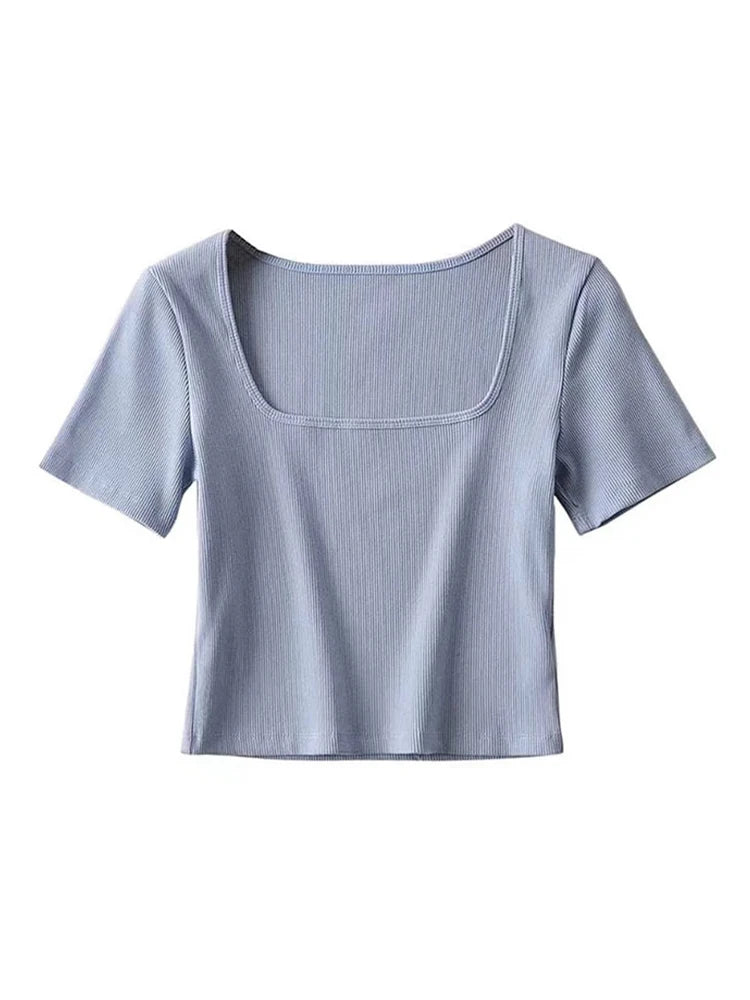 Women’s Square Neck Ribbed Crop Top