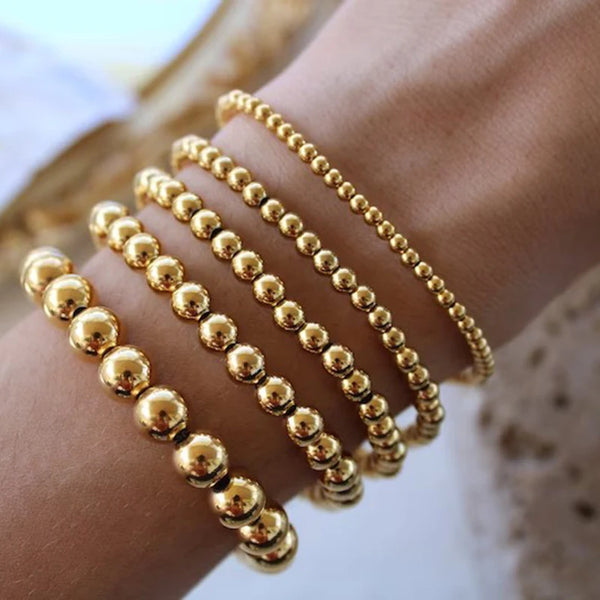 Trend Stretch Stainless Steel Stacked Ball Beaded Bracelets: