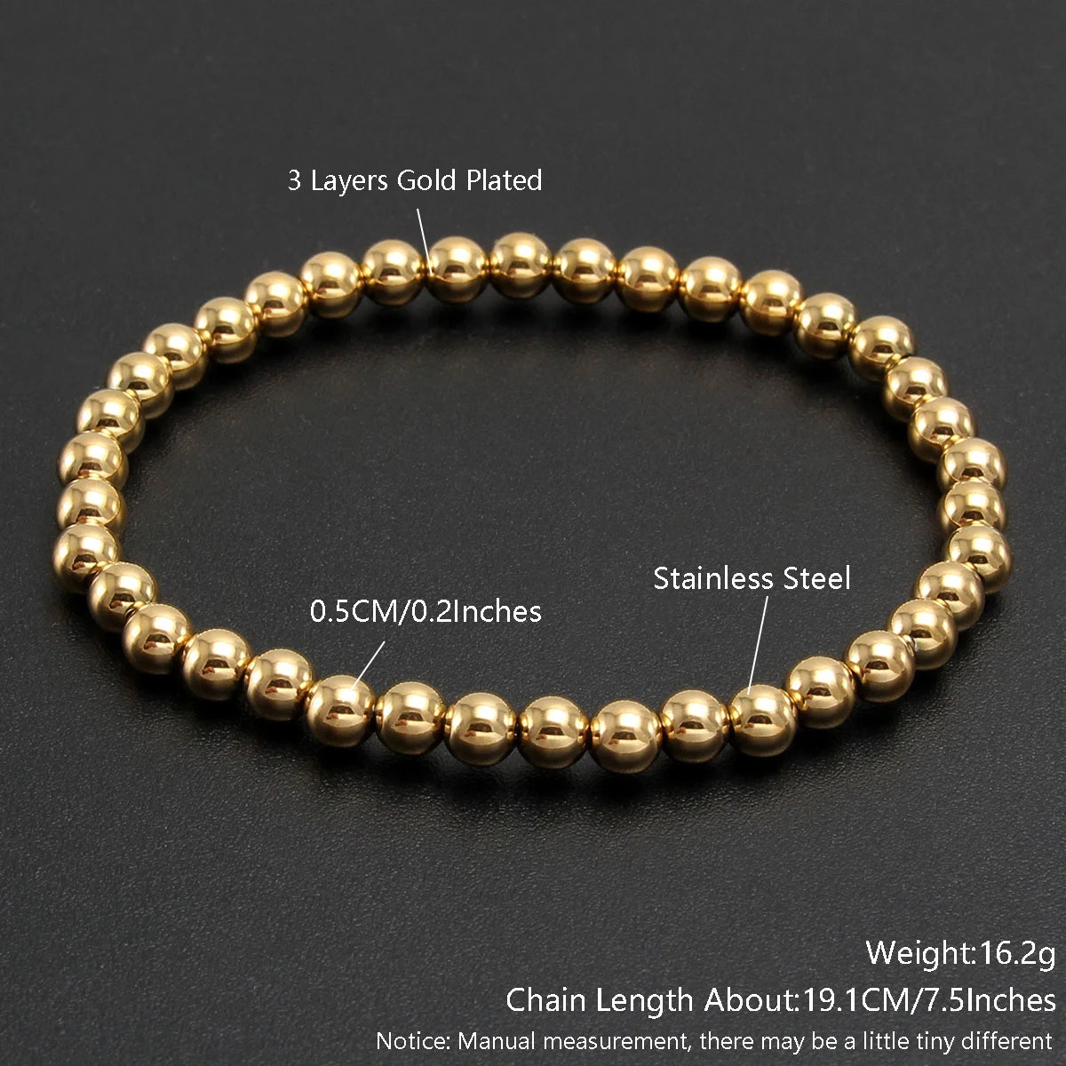 Trend Stretch Stainless Steel Stacked Ball Beaded Bracelets: