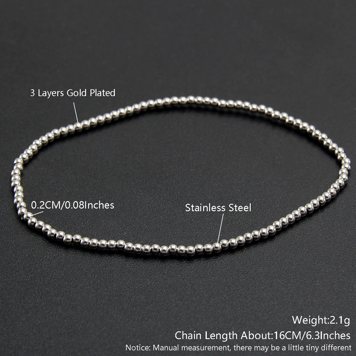 Trend Stretch Stainless Steel Stacked Ball Beaded Bracelets: