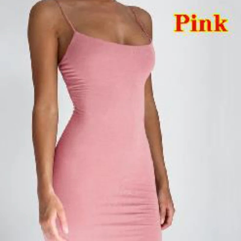 Summer Spaghetti Strap Bodycon Mini Dress for Women