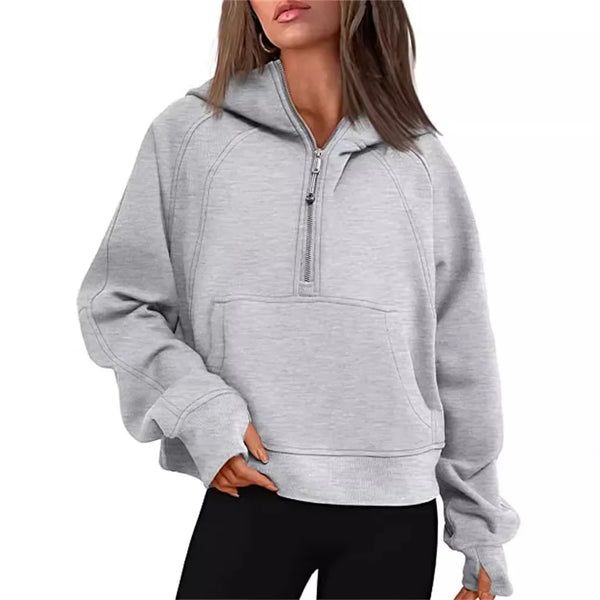 Women's Yoga Suit Scuba Half-Zip Hooded Sweatshirt: