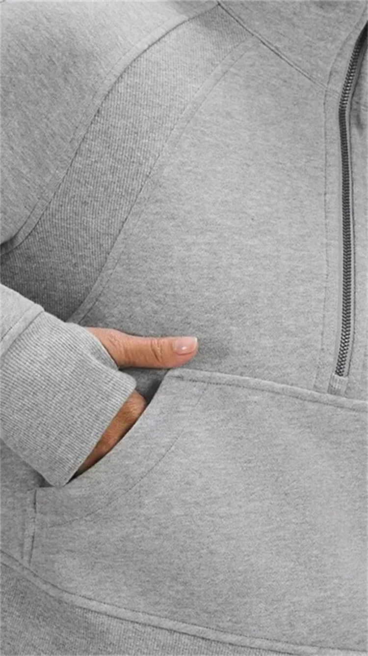 Women's Yoga Suit Scuba Half-Zip Hooded Sweatshirt: