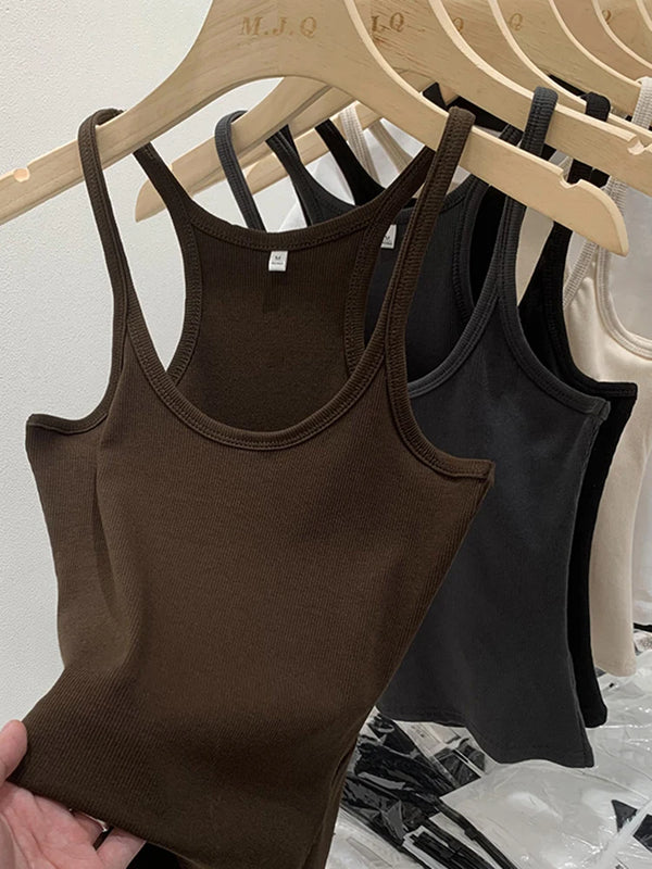 Women’s Solid Color Ribbed Knit Tank Top