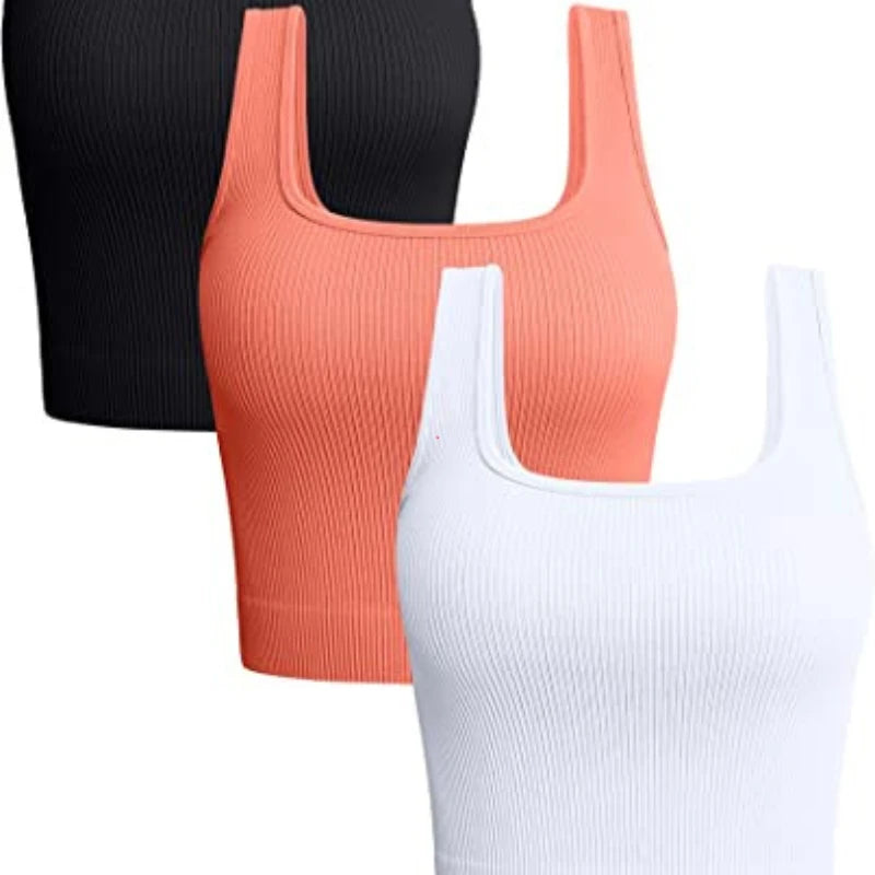Women’s Solid Square Neck Ribbed Tank Top