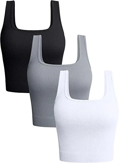 Women’s Solid Square Neck Ribbed Tank Top