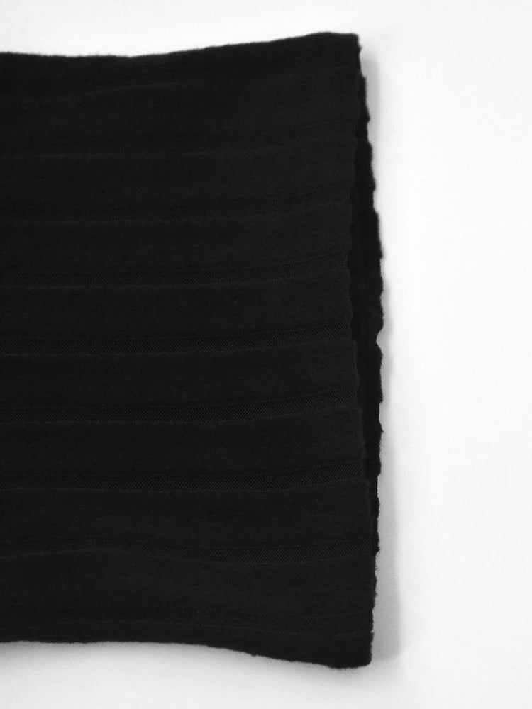 Autumn Black Solid Turtleneck Sheath Dress