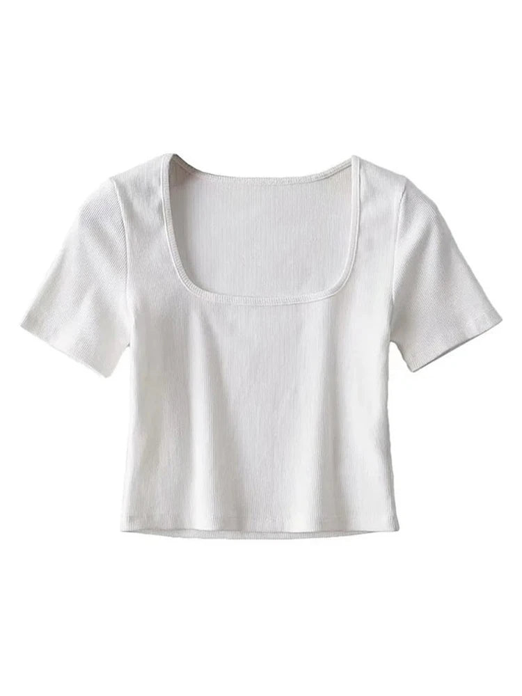 Women’s Square Neck Ribbed Crop Top