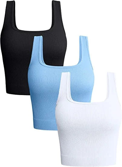 Women’s Solid Square Neck Ribbed Tank Top
