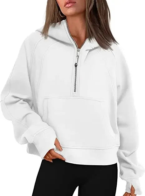Women's Yoga Suit Scuba Half-Zip Hooded Sweatshirt: