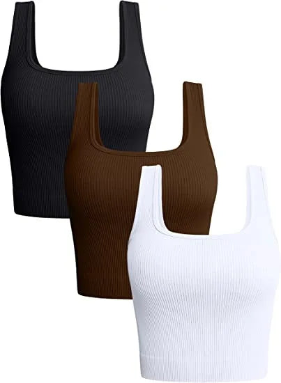 Women’s Solid Square Neck Ribbed Tank Top