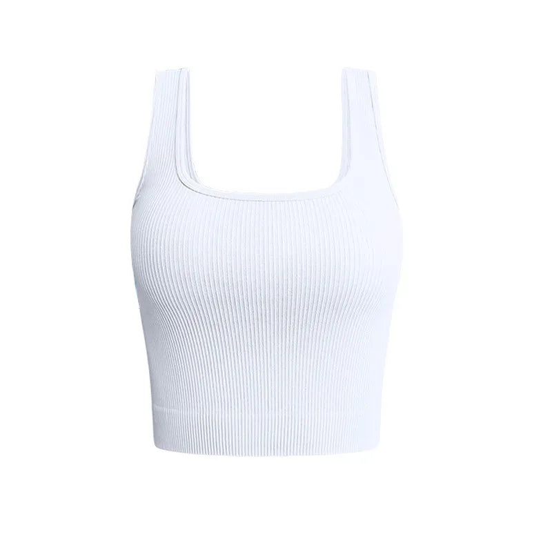 Women’s Solid Square Neck Ribbed Tank Top
