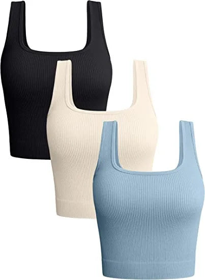 Women’s Solid Square Neck Ribbed Tank Top