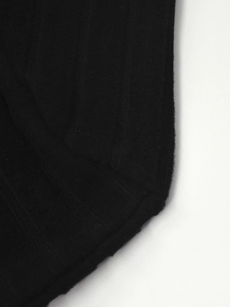Autumn Black Solid Turtleneck Sheath Dress