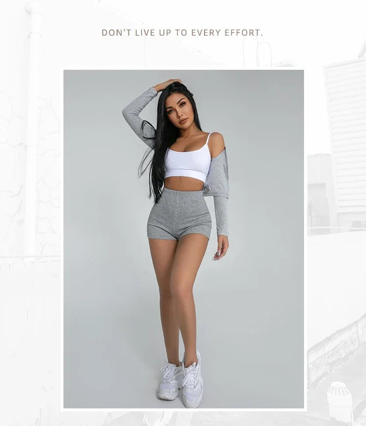 Womens High Waisted Knitted Shorts