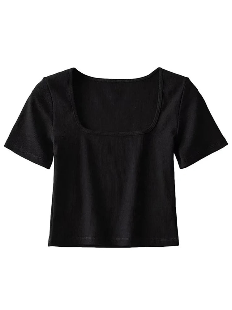 Women’s Square Neck Ribbed Crop Top