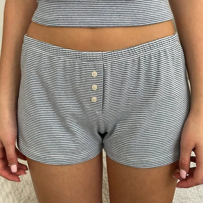 Pajama Shorts Low Waist Striped Boxer Shorts: