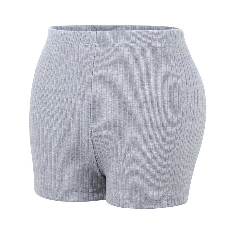 Womens High Waisted Knitted Shorts