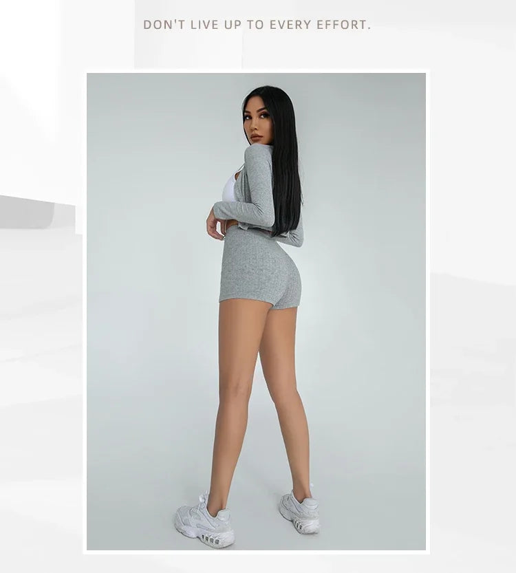 Womens High Waisted Knitted Shorts