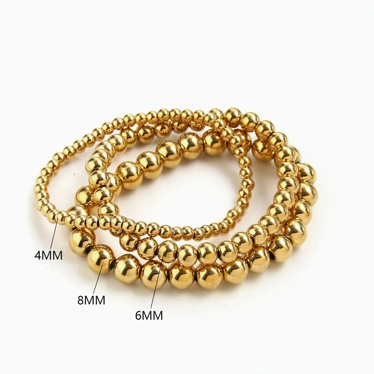 Trend Stretch Stainless Steel Stacked Ball Beaded Bracelets: