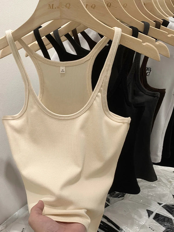 Women’s Solid Color Ribbed Knit Tank Top