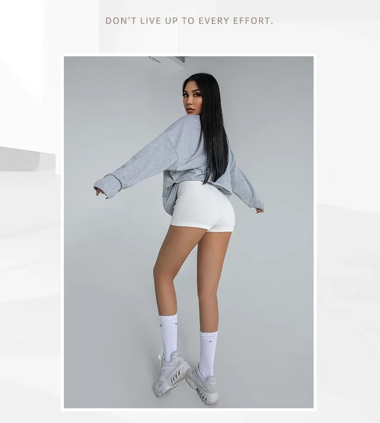 Womens High Waisted Knitted Shorts