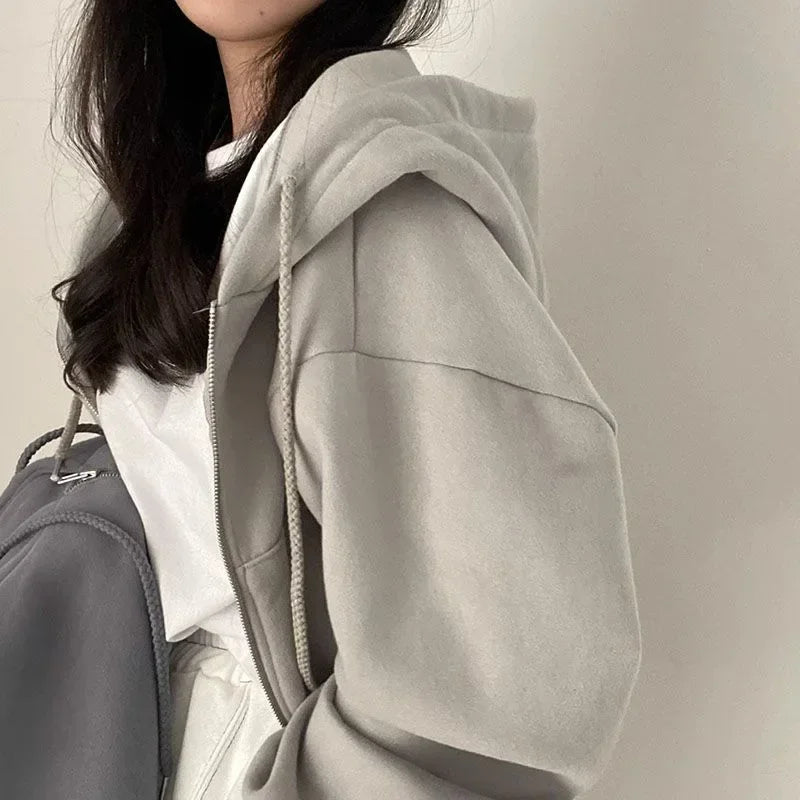 Women’s Zipper Hooded Crop Sweatshirt