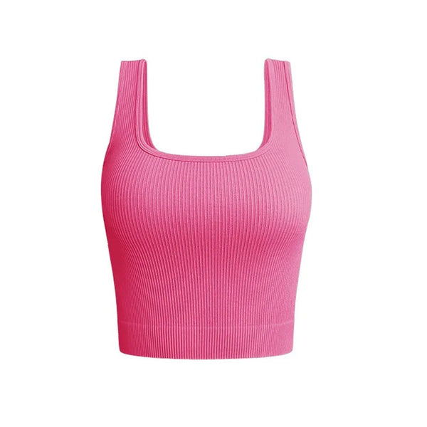 Women’s Solid Square Neck Ribbed Tank Top