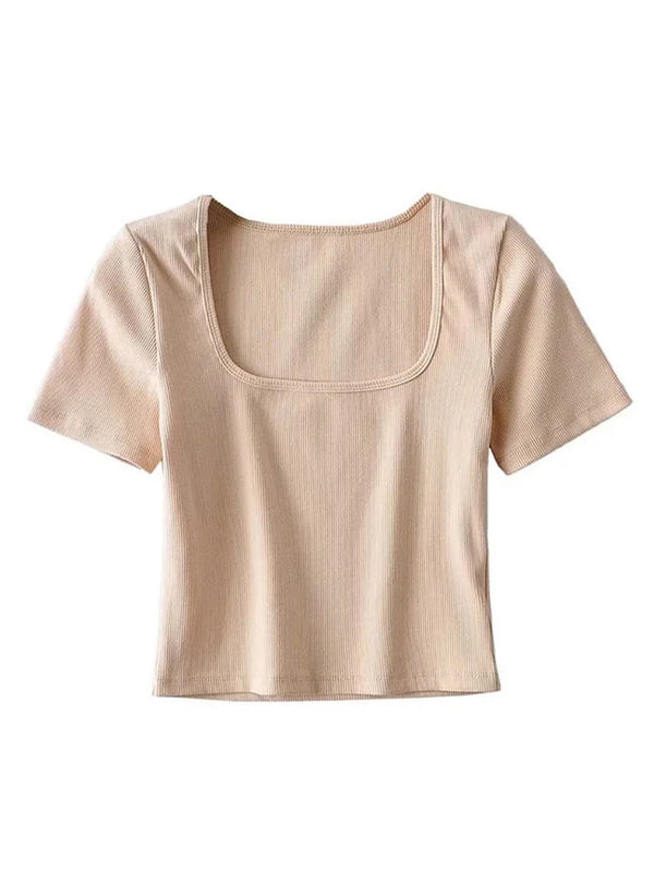 Women’s Square Neck Ribbed Crop Top
